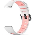Ремешок Rumi силиконовый для Huawei Band 7 (белый/розовый)