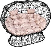 Садовый диван M-Group Лежебока 11190401 (на подставке с черным ротангом/бежевая подушка)