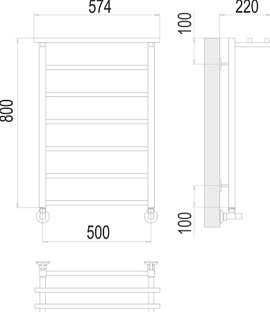 Полотенцесушитель TERMINUS Контур П7 500x800 с полкой (хром)
