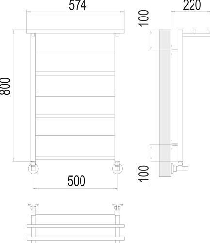 Полотенцесушитель TERMINUS Контур П7 500x800 с полкой (хром)