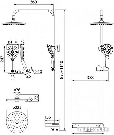 Душевая система IDDIS RAYSB3Fi76