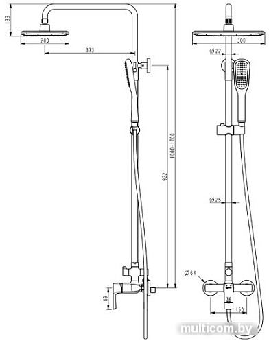 Душевая система Lemark LM7260BL