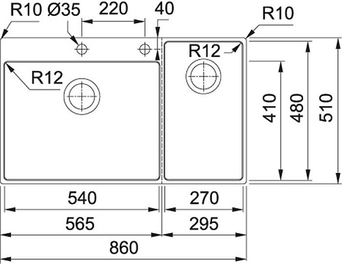 Кухонная мойка Franke Box Center BWX 220-54-27 TL 127.0538.260