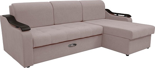 Диван Сириус Лидер-4 с оттоманкой НПБ 260x165 (Eva 05 велюр светло-бежевый)