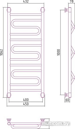 Полотенцесушитель Сунержа Элегия+ 1000x400 00-0205-1040