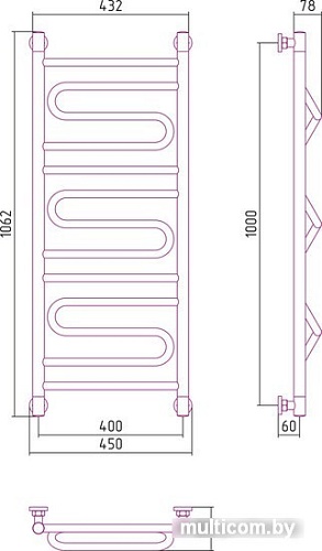 Полотенцесушитель Сунержа Элегия+ 1000x400 00-0205-1040