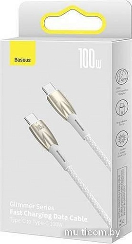 Кабель Baseus Glimmer Series Fast Charging Data Cable USB Type-C - Type-C 100W CADH000802 (2 м, белый)