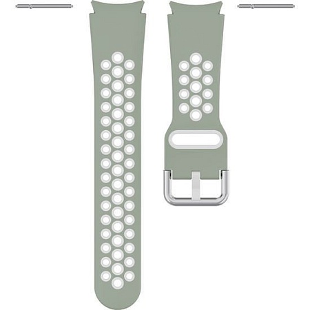 Ремешок Rumi Sport N-style силиконовый для Samsung Galaxy Watch4/5 (20 мм, лавровый/белый)