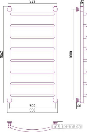 Полотенцесушитель Сунержа Галант+ 1000x500 03-0200-1050
