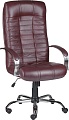 Кресло Деловая обстановка Атлант Хром (бордовый, кожа люкс)