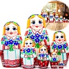Развивающая игрушка Брестская Матрешка В белорусском национальном платье с орнаментом и букетом васильков (набор 7 шт)