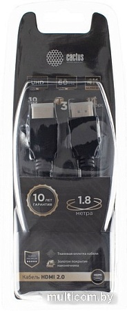 Кабель CACTUS HDMI - HDMI CS-HDMI.2-1.8 (1.8 м, черный)