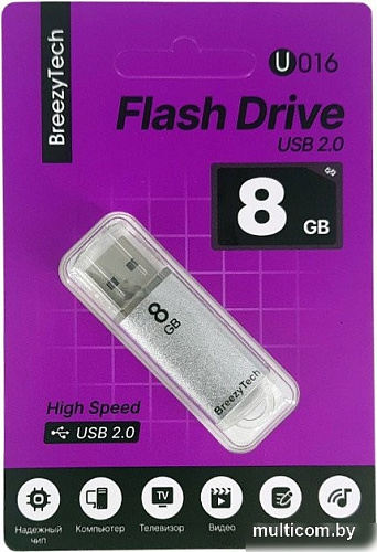 USB Flash BreezyTech U016 8GB (серебристый)