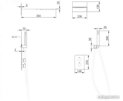 Душевая система Abber Weiss Insel AF8052W (белый)