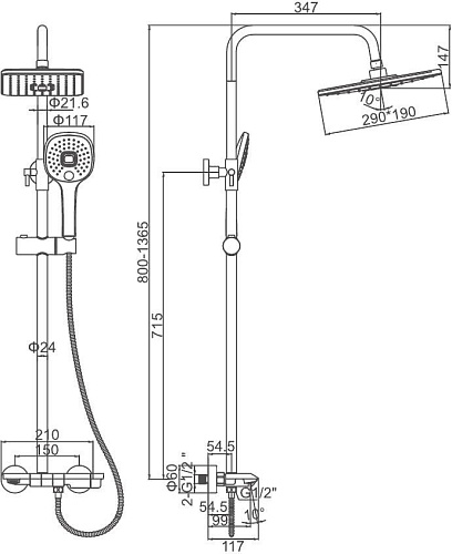 Душевая система Ledeme L2418D