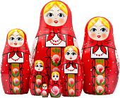 Развивающая игра Брестская Матрешка В красном платке и сарафане с орнаментом (набор 7 шт)