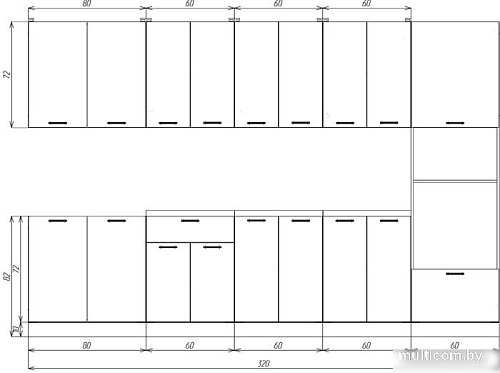 Готовая кухня ЭлиГард Lion 3.2 (дымчатый алмаз/дуб бунратти)