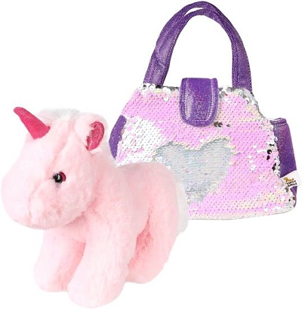 Классическая игрушка Fluffy Family Единорог в сумочке с пайетками 681687