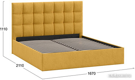 Кровать Трия Эмбер универсальный тип 1 с ПМ 160x200 (микровелюр Wellmart Yellow)