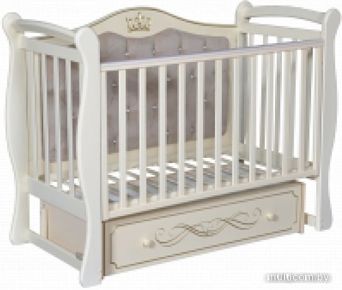 Классическая детская кроватка Антел Julia 111 с мягкой стенкой (слоновая кость)