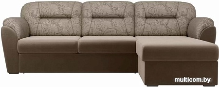 Угловой диван Лига диванов Бостон 100537 (коричневый с цветами)