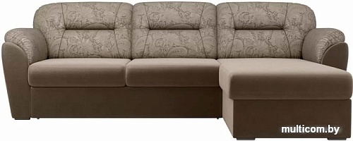 Угловой диван Лига диванов Бостон 100537 (коричневый с цветами)