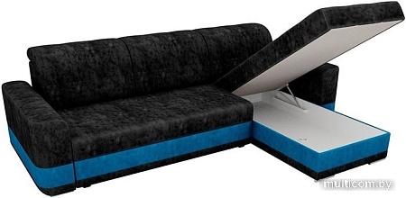 Угловой диван Mebelico Честер 61109 (правый, велюр, черный/голубой)