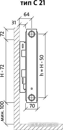 Стальной панельный радиатор Royal Thermo Compact C21-500-500 (Bianco Traffico)