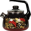 Чайник со свистком СтальЭмаль Рябина 4с210я (черный/красный)