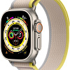 Профессиональные умные часы Apple Watch Ultra LTE 49 мм (титановый корпус, титановый/желто-бежевый, нейлоновый ремешок размера S/M)