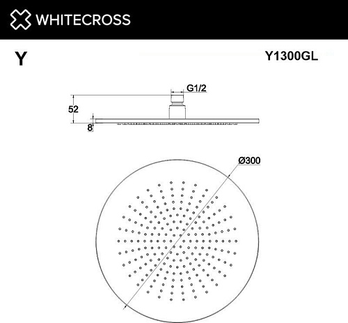 Верхний душ Whitecross Y1300BL (черный матовый)