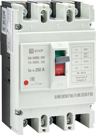Выключатель автоматический EKF Basic ВА-99МL 250250А 3P 20кА mccb99-250-250mi