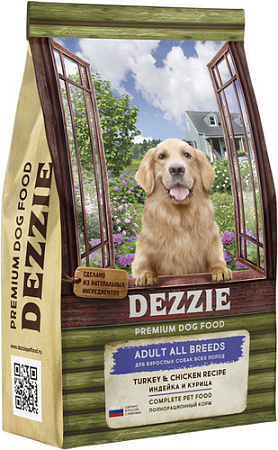 Сухой корм для собак Dezzie Adult Dog All Breeds (для всех взрослых пород с индейкой и курицей) 15 кг