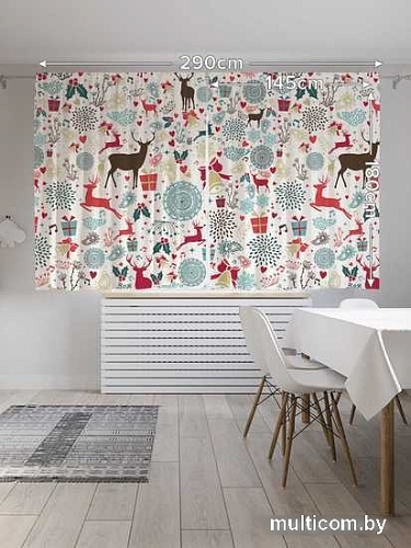 Комплект штор JoyArty Новогодние олени Oxford DeLux 1.45x1.8 м pox_185481 (2 шт)