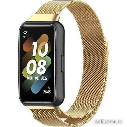 Браслет Rumi Milanese loop металлический для Huawei Band 7 (золотистый)