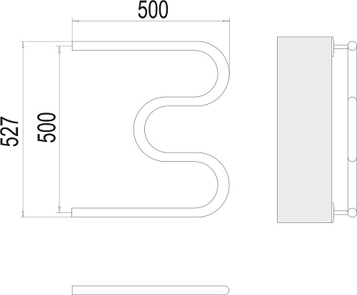 Полотенцесушитель TERMINUS М-образный 3/4 500x500 (боковое подключение, хром)