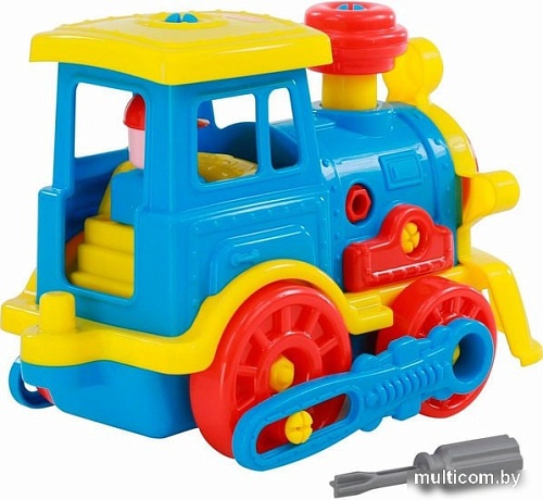 Конструктор Полесье 71255 Паровоз (синий/желтый)