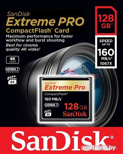 Карта памяти SanDisk Extreme Pro CompactFlash 128GB [SDCFXPS-128G-X46]