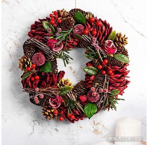 Рождественский венок Elan Gallery Венок Красный бархат Круг 450133