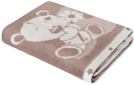 Полотенце Нордтекс Облачко Дружба мишек МХ42 100x100 (бежевый тауп/белый)