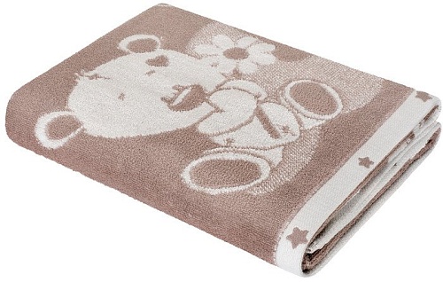 Полотенце Нордтекс Облачко Дружба мишек МХ42 100x100 (бежевый тауп/белый)