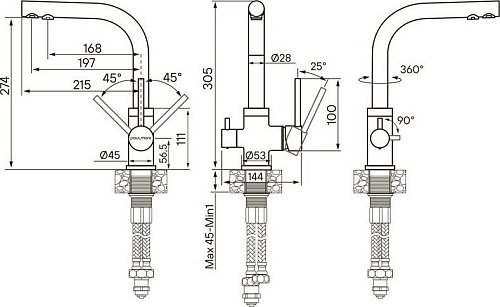 Смеситель Paulmark Essen ES213011-GRS (серый/серый дым)