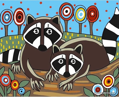 Картина по номерам Wizardi Еноты MINI003