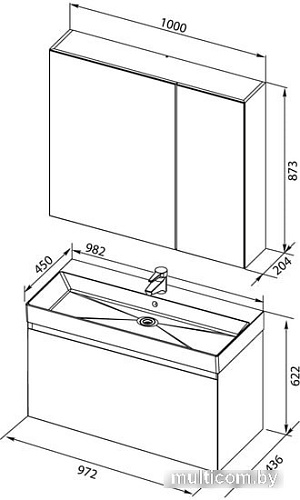 Мебель для ванных комнат Aquanet Комплект Йорк 100 00203645 (белый)