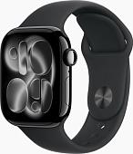 Умные часы Apple Watch Series 11 42 мм (алюминиевый корпус, черный/черный, спортивный силиконовый ремешок S/M)