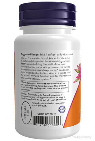 Витамин Now Foods Vitamin E-400 IU (100 капсул)