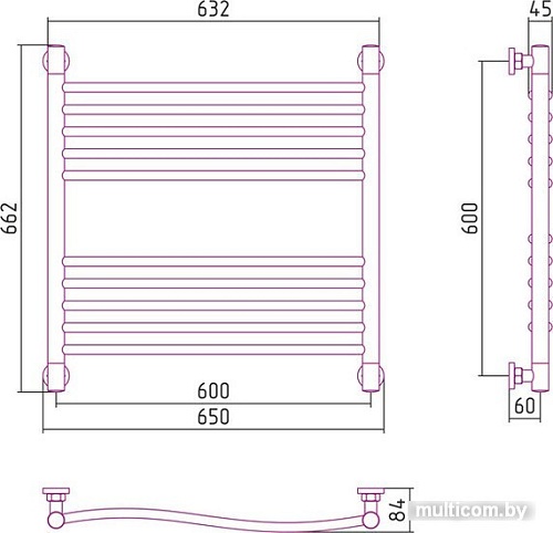 Полотенцесушитель Сунержа Флюид+ 600x600 00-0222-6060
