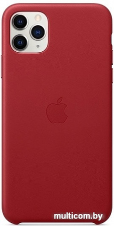 Чехол Apple Leather Case для iPhone 11 Pro Max (красный)