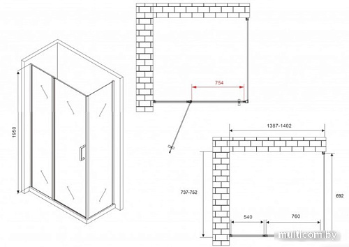 Душевой уголок Abber Sonnenstrand AG04140S-S75