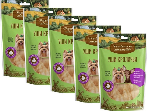 Лакомство для собак Деревенские лакомства Уши кроличьи 5x15 г